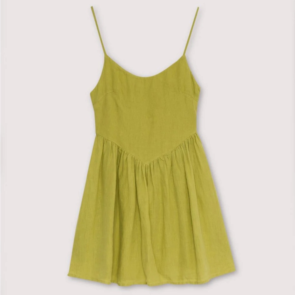 The New Society Green Linen Mini Dress (NWT)